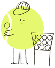 Two tennis balls standing next to each other