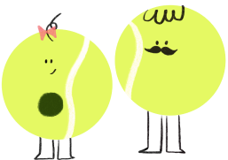 Two tennis balls standing next to each other